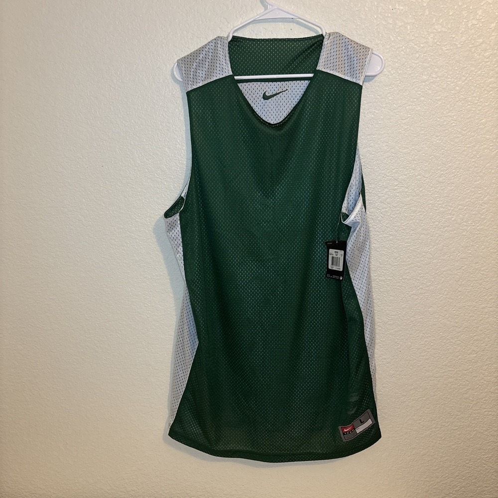 Vtg Nike Team Dri-Fit Reversible Basketball‎ Jersey Green White Mens Tall LT